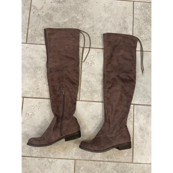 "Women's NINE WEST Brown/Mushroom Nolitagd Over The Knee Boots 8 M" - Picture 1 of 14